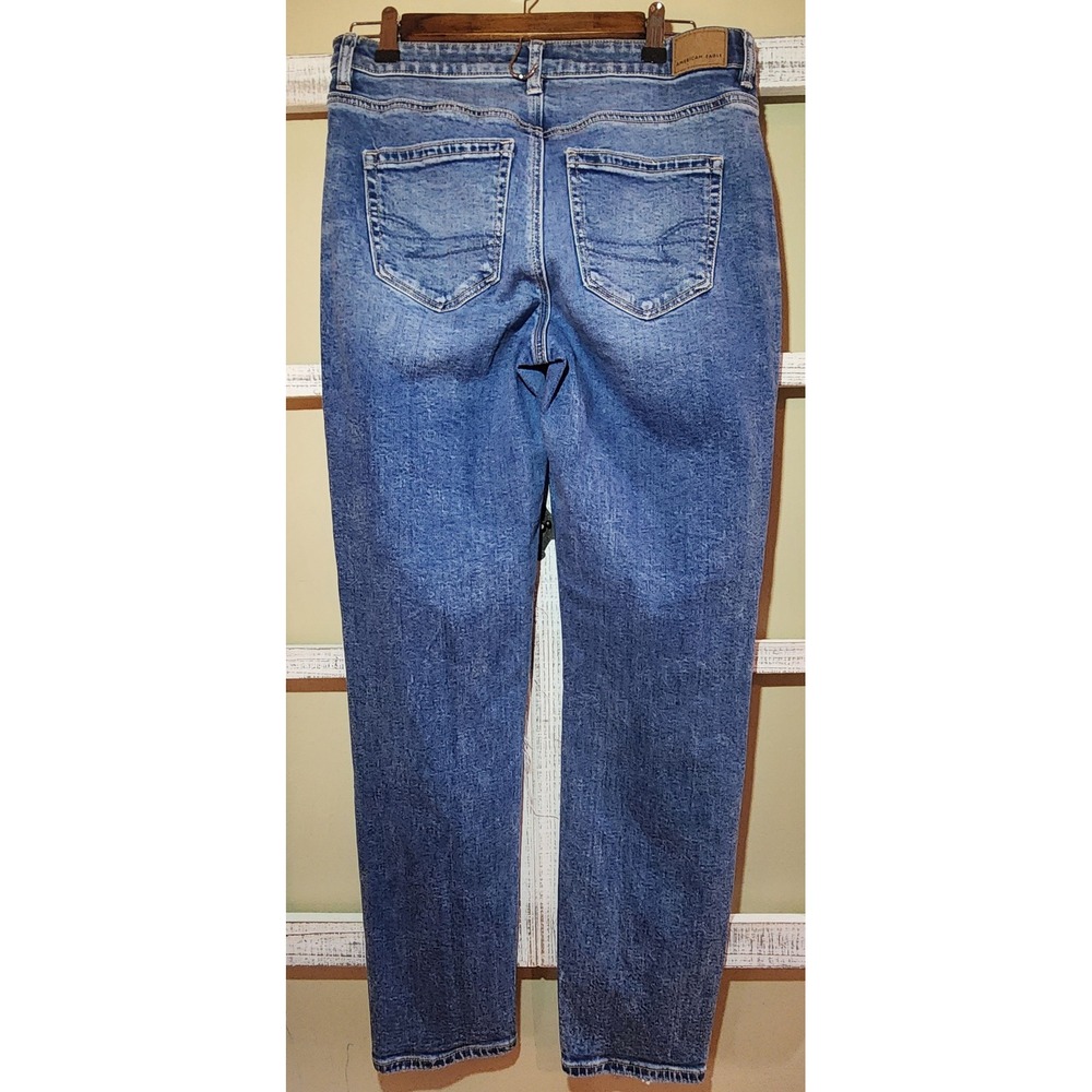 American Eagle Strigid Mom Jeans Blue Distressed High Rise Womens 4 Regular - Picture 2 of 7